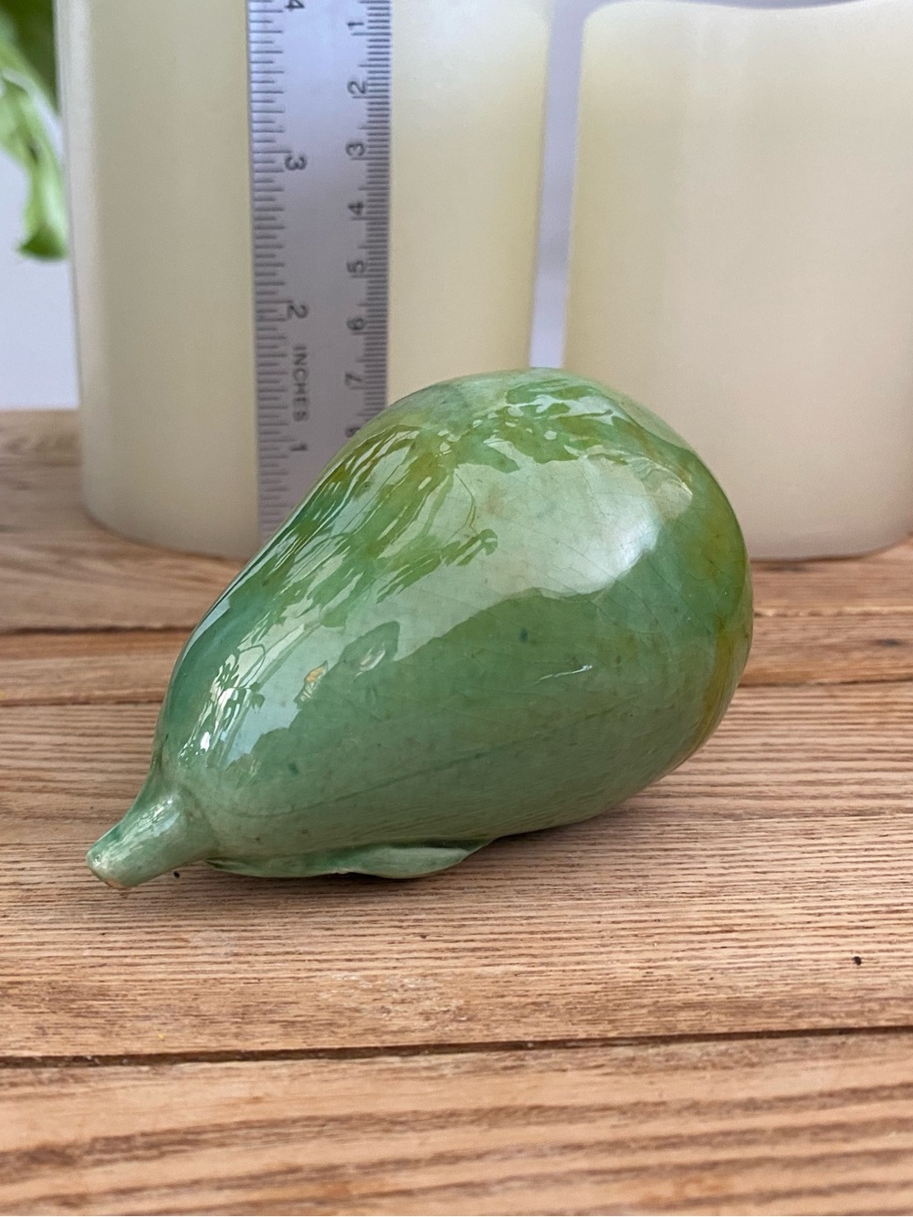 Vintage SECLA Portugal Green Glazed Pear Shaker (AS IS)